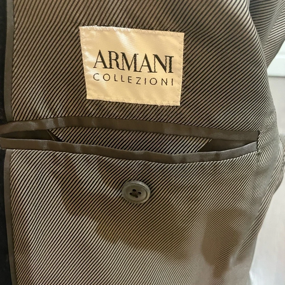 ARMANI COLLEZIONI BROWN VELVET SPECKLED SINGLE BREASTED DINNER JACKET